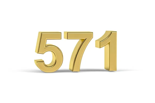 Golden Number 571 Jaar 571 Geïsoleerd Witte Achtergrond Render — Stockfoto