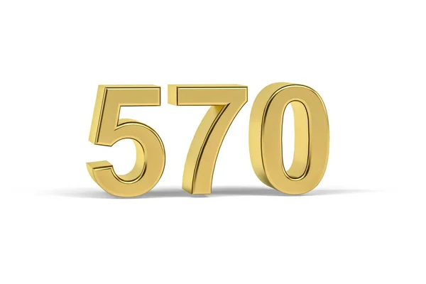 Número Dourado 570 Ano 570 Isolado Fundo Branco Renderização — Fotografia de Stock