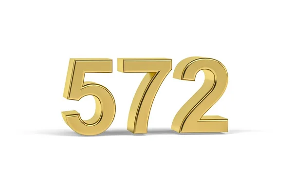 Número Dourado 572 Ano 572 Isolado Fundo Branco Renderização — Fotografia de Stock