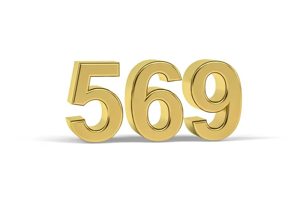 Golden Number 569 Year 569 Isolated White Background Render — Zdjęcie stockowe