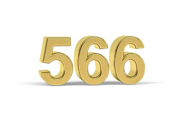 Número Dourado 566 Ano 566 Isolado Fundo Branco Renderização — Fotografia de Stock