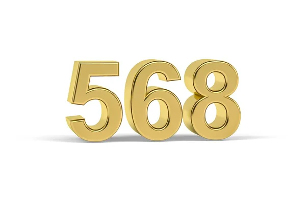 Golden Number 568 Year 568 Isolated White Background Render — Stockfoto