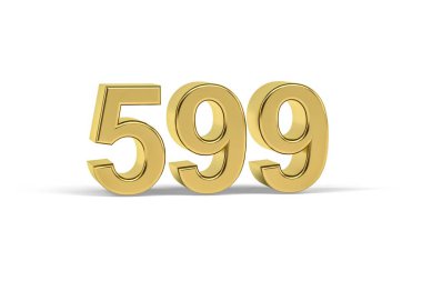 Altın 3D numara 599 - Yıl 599 beyaz arka planda izole - 3D oluşturma
