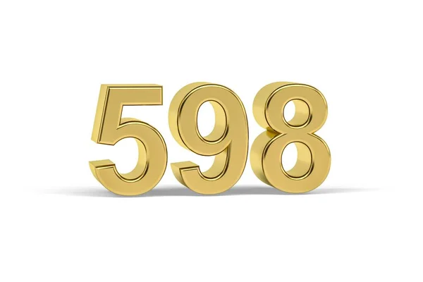 Número Dourado 598 Ano 598 Isolado Fundo Branco Renderização — Fotografia de Stock