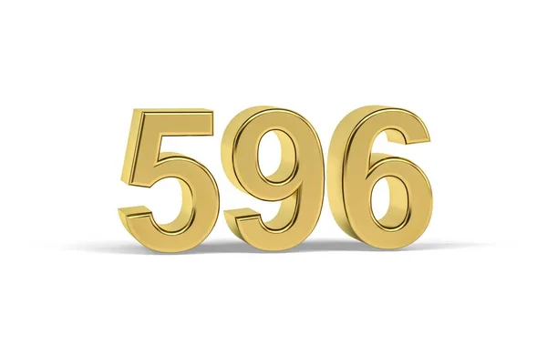 Golden Number 596 Year 596 Isolated White Background Render — 图库照片