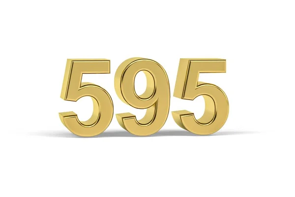 Golden Number 595 Year 595 Isolated White Background Render — Stockfoto