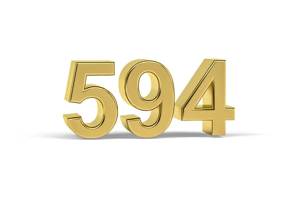 Goldene Zahl 594 Jahreszahl 594 Isoliert Auf Weißem Hintergrund Renderer — Stockfoto