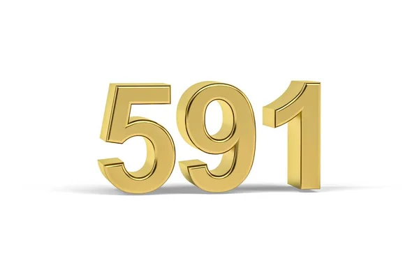 Golden Number 591 Year 591 Isolated White Background Render — Stock Fotó