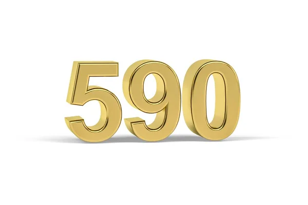 Zlaté Číslo 590 Rok 590 Izolované Bílém Pozadí Vykreslení — Stock fotografie