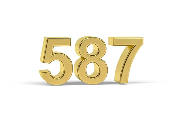 Número Dorado 587 Año 587 Aislado Sobre Fondo Blanco Render — Foto de Stock