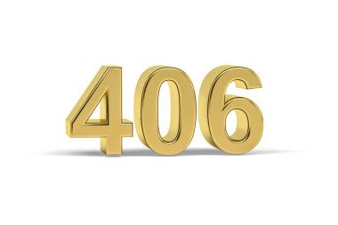 Golden 3d number 406 - Year 406 isolated on white background - 3d render