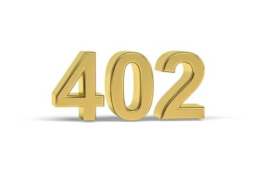 Altın 3D numara 402 - 402 Yılı Beyaz arka planda izole edilmiş - 3D görüntüleme