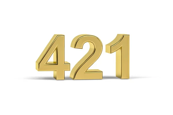 Goldene Zahl 421 Jahr 421 Isoliert Auf Weißem Hintergrund Renderer — Stockfoto