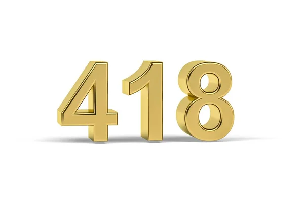 Número Dourado 418 Ano 418 Isolado Fundo Branco Renderização — Fotografia de Stock