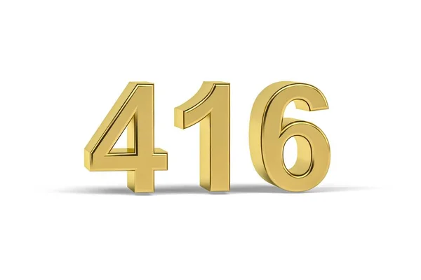 Golden Number 416 Year 416 Isolated White Background Render — Stock fotografie