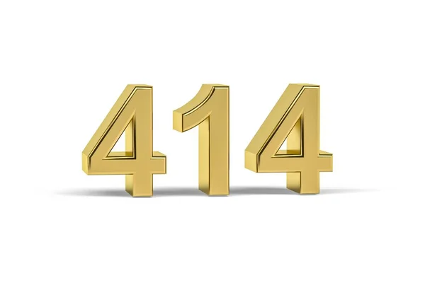 Golden Number 414 Year 414 Isolated White Background Render — Stockfoto