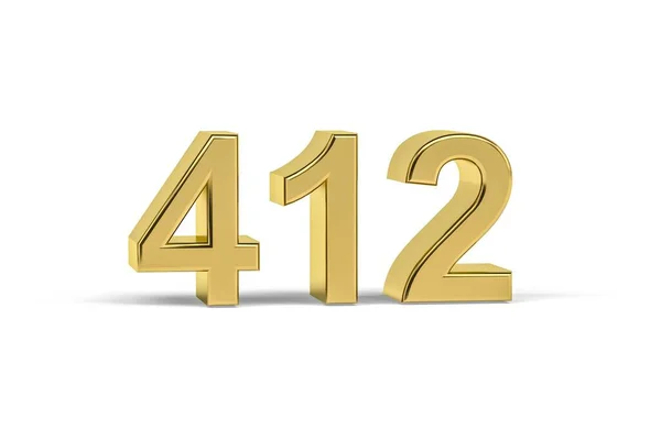 Goldene Zahl 412 Jahr 412 Isoliert Auf Weißem Hintergrund Renderer — Stockfoto