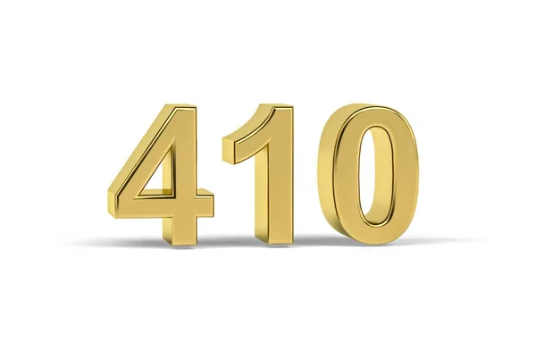 Número Dourado 410 Ano 410 Isolado Fundo Branco Renderização — Fotografia de Stock