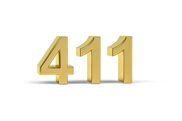 Golden Number 411 Year 411 Isolated White Background Render — ストック写真