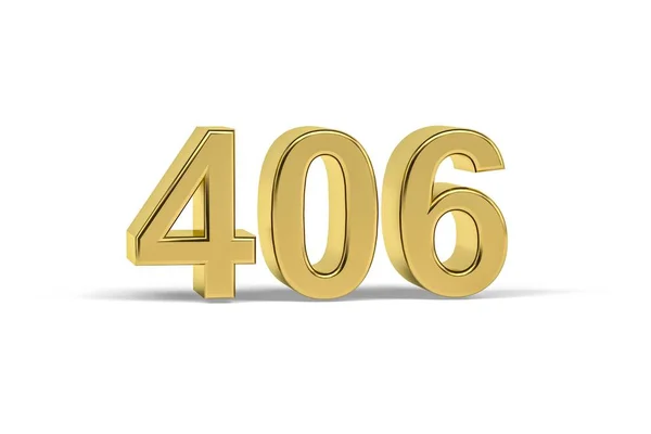 Golden Number 406 Year 406 Isolated White Background Render — Fotografia de Stock