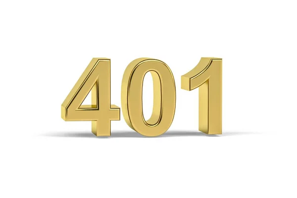 Golden Numero 401 Anno 401 Isolato Sfondo Bianco Rendering — Foto Stock