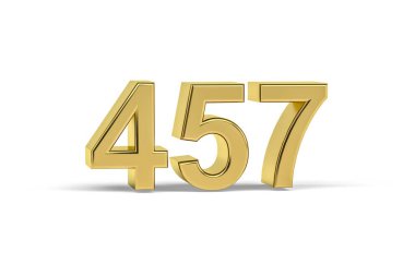 Altın 3D numara 457 - Yıl 457 Beyaz zemin üzerinde izole - 3D oluşturma