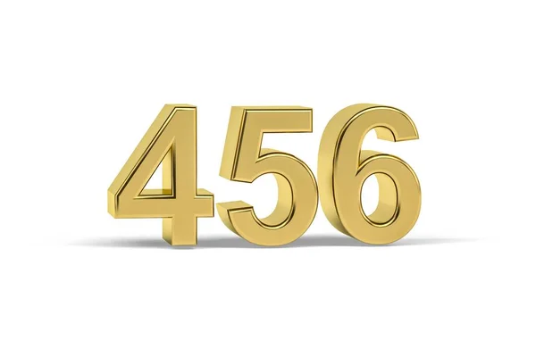 Número Dourado 456 Ano 456 Isolado Fundo Branco Renderização — Fotografia de Stock