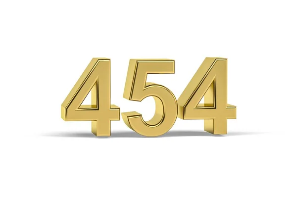 Golden Numero 454 Anno 454 Isolato Sfondo Bianco Rendering — Foto Stock