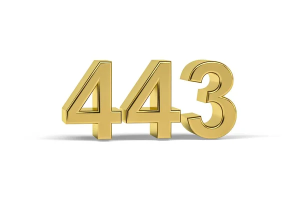 Golden Number 443 Jaar 443 Geïsoleerd Witte Achtergrond Render — Stockfoto