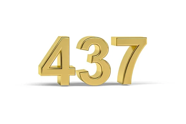 Golden Number 437 Year 437 Isolated White Background Render — Stock Photo, Image
