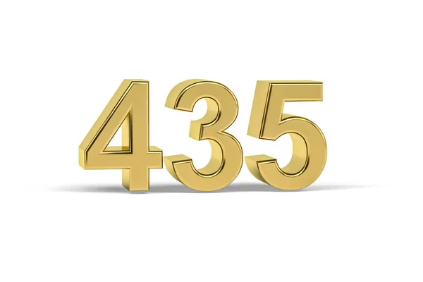 Golden Nummer 435 435 Isolerad Vit Bakgrund Render — Stockfoto