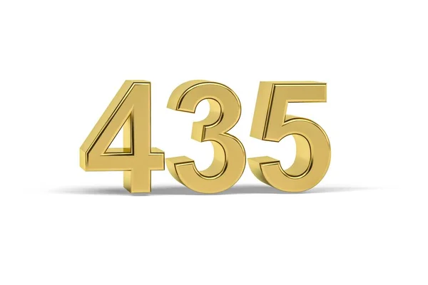 Golden Numero 435 Anno 435 Isolato Sfondo Bianco Rendering — Foto Stock