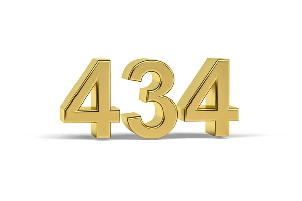 Золотий Номер 434 Рік 434 Ізольовано Білому Тлі Рендеринга — стокове фото