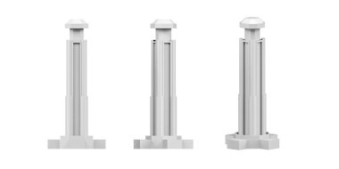 Beyaz arkaplan üzerindeki şehir binası modeli - 3B oluşturma - boşluğu kopyala