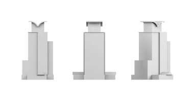 Beyaz arkaplan üzerindeki şehir binası modeli - 3B oluşturma - boşluğu kopyala