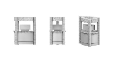 Beyaz arkaplan üzerindeki şehir binası modeli - 3B oluşturma - boşluğu kopyala