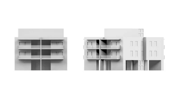 Modello Costruzione Della Città Sfondo Bianco Rendering Spazio Copia — Foto Stock