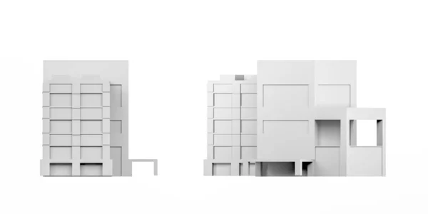 Maquette Bâtiment Ville Sur Fond Blanc Rendu Espace Copie — Photo