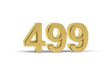 Altın 3D numara 499 - Yıl 499 beyaz arka planda izole - 3D oluşturma