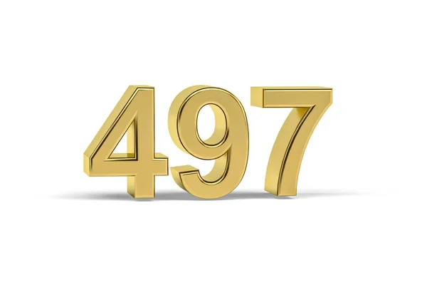 Golden Number 497 Year 497 Isolated White Background Render — Stock Photo, Image