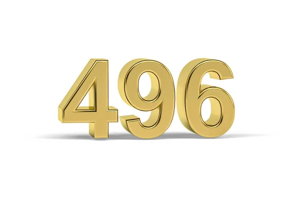 Número Dourado 496 Ano 496 Isolado Fundo Branco Renderização — Fotografia de Stock