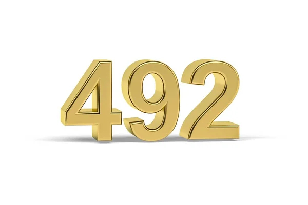 Golden Numéro 492 492 Isolé Sur Fond Blanc Rendu — Photo