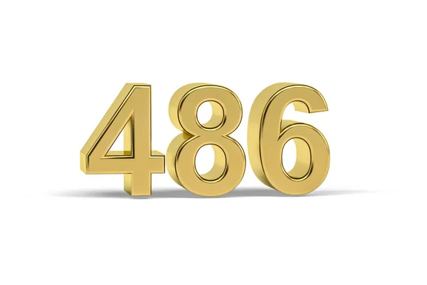 Золотое Трехмерное Число 486 Год 486 Изолирован Белом Фоне Трехмерное — стоковое фото