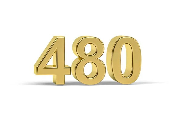 Número Dourado 480 Ano 480 Isolado Fundo Branco Renderização — Fotografia de Stock