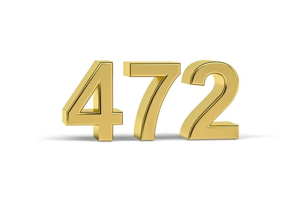 Goldene Zahl 472 Jahreszahl 472 Isoliert Auf Weißem Hintergrund Renderer — Stockfoto