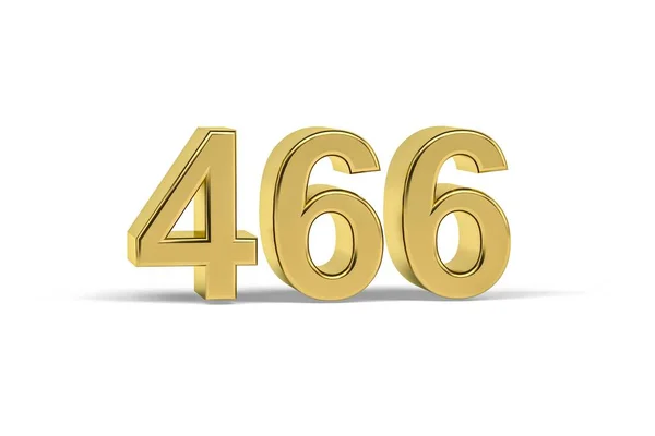 黄金の3D番号466 白い背景に隔離された466年 3Dレンダリング — ストック写真