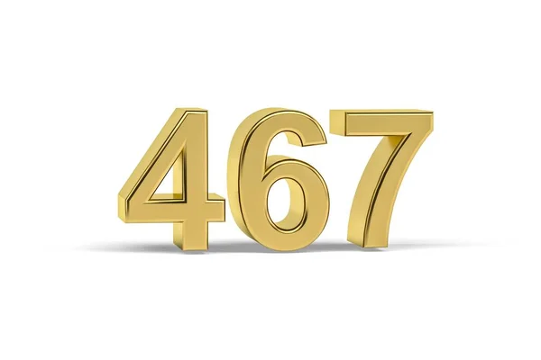 Número Dourado 467 Ano 467 Isolado Fundo Branco Renderização — Fotografia de Stock