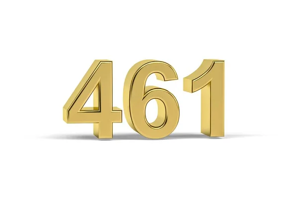 金色3D数字461 在白色背景上孤立的461年 3D渲染 — 图库照片
