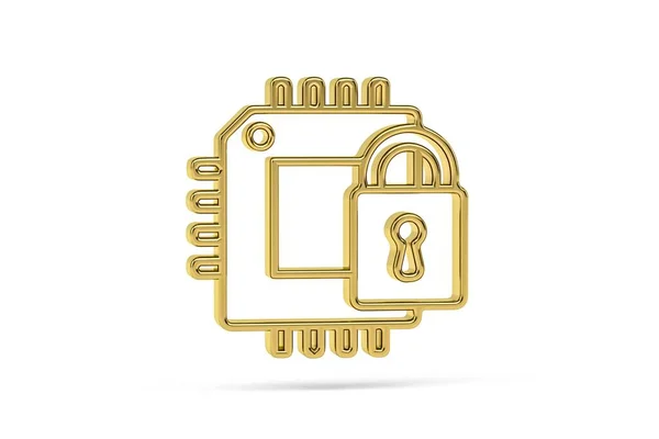 Golden Encryptie Pictogram Geïsoleerd Witte Achtergrond Render — Stockfoto