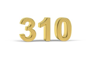 Altın 3D numara 310 - Yıl 310 Beyaz zemin üzerinde izole - 3D oluşturma